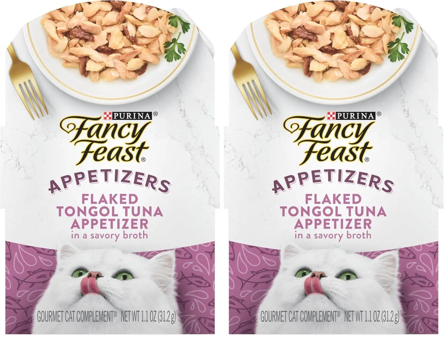 Purina Fancy Feast Appetizers Grain Free Cat Food Flaked Tongol Tuna Appetizer Lickable Cat Food Topper - (Pack of 10) 1.1 oz. Trays