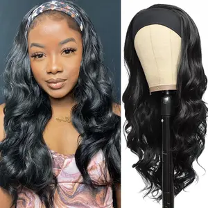 Glueless Headband Wig 26inch Long Black Body Wave Headband Wigs for Black Women Synthetic Natural Looking Wavy Wig Heat Resistant