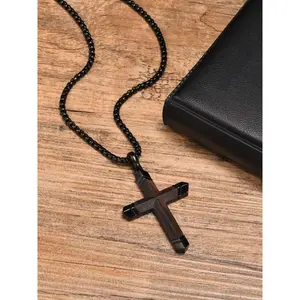 Men's Vintage Wooden Cross Pendant Necklace Stainless Steel Jewelry for Party Daily Clothing Decor Trendy All-match Exquisite Jewelry for Birthday Gift Valentine Gifts For Gf