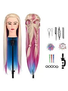 28 Inch Mannequin Head with Hair, Professional Hairdresser Dummy Head for Hairstyling & Makeup, Durable Plastic Material