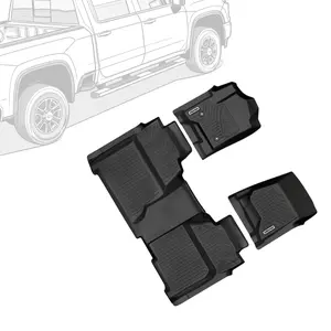 OEDRO Floor Mats Fits for 2014-2018 Chevy Silverado/GMC Sierra 1500 Crew Cab, 2015-2019 Silverado/Sierra 2500 HD/3500 HD Crew Cab, Black TPE All Weather 2 Row Floor Liner Set (Front & 2nd Seat)