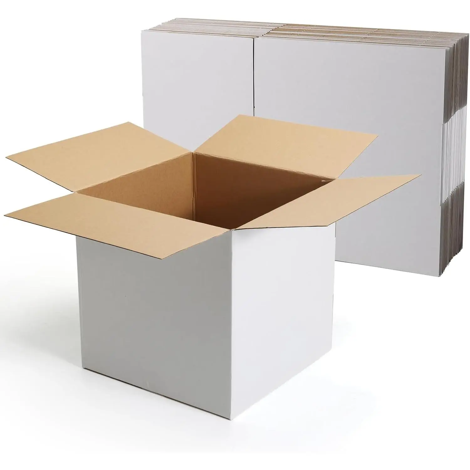 12x12x12 Shipping Boxes 10 Pack, White Corrugated Cardboard Boxes with Side-Lock and Pre-Applied Double-Sided Tape, Easy Assemble Packing Mailer Boxes for Small Business Shipping