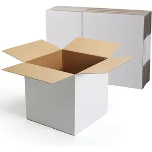 12x12x12 Shipping Boxes 10 Pack, White Corrugated Cardboard Boxes with Side-Lock and Pre-Applied Double-Sided Tape, Easy Assemble Packing Mailer Boxes for Small Business Shipping