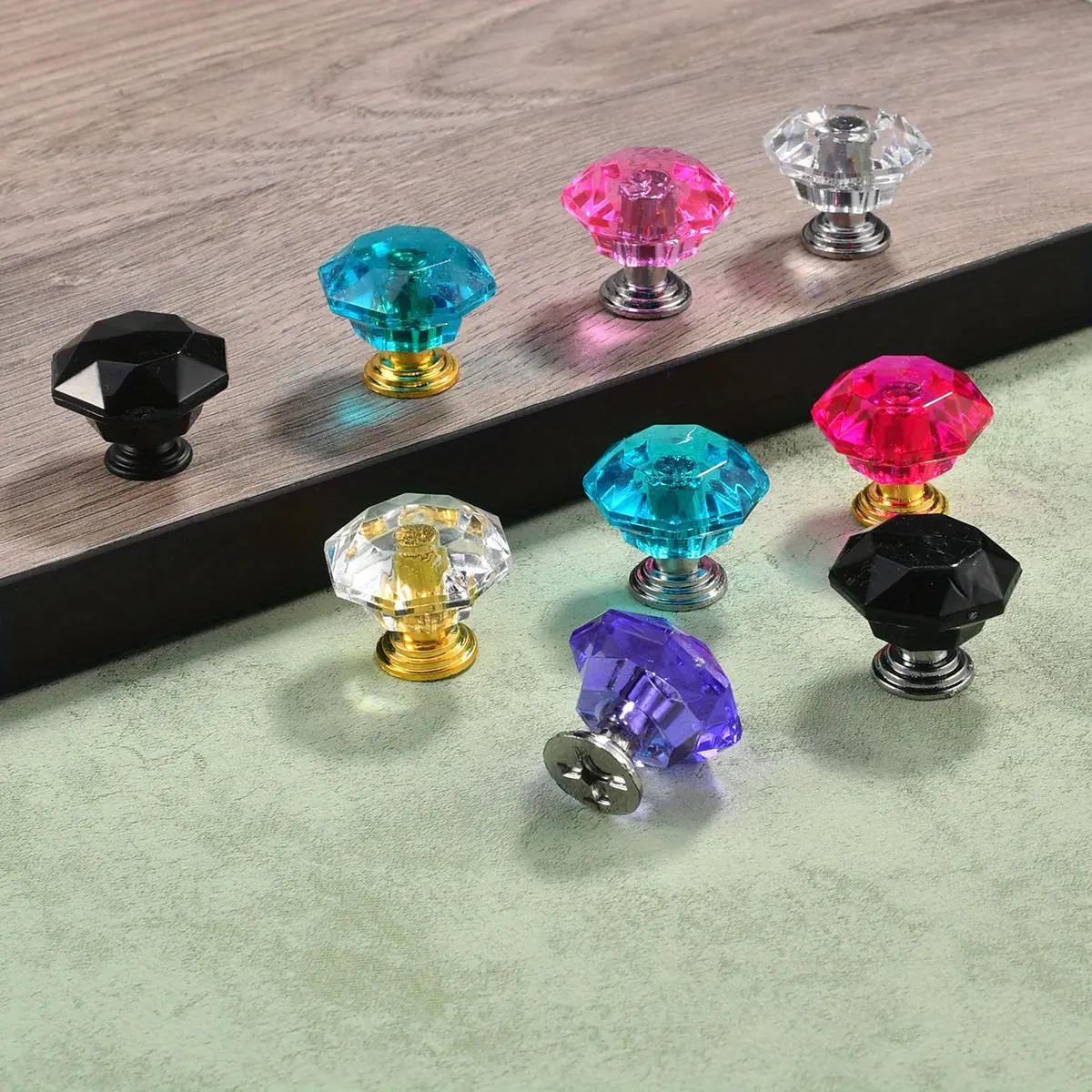 5pcs Colorful Crystal Drawer Diamond Pull Transparent Handle Door Cabinet Drawer Cabinet Door Handle Acrylic Pull Plastic Handle