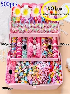 500-Pack Bulk Girls Hair Ties, Colorful Elastic Hairbands, Cute Hair Accessories Set for DIY Braiding, Daily Wear, and Birthday Gifts for Girls