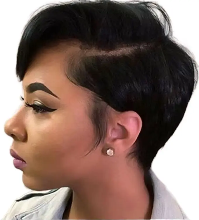 13x4 Lace Pixie Cut Human Hair Wig, Short Curly Wig for Daily Party Use, Burgundy Color, Women's Hairstyle Accessory