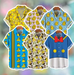 Unisex Men's Cosplay Shirts 3D Prints Splicing Cartoon Cute Duck Printing Short Sleeve Shirt Fashion Hawaiian Shirts For Men
