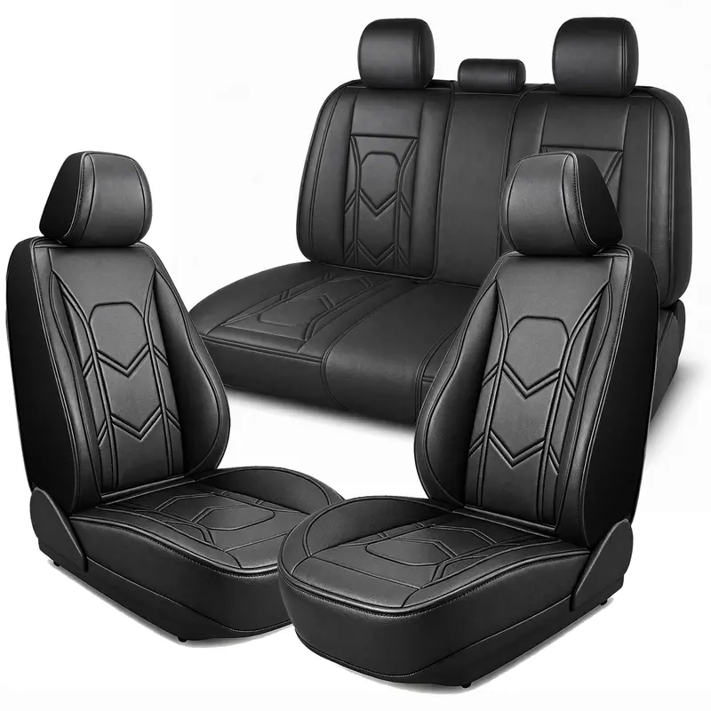 Premium Waterproof Nappa Leather Cushion Protectors, Universal for 5 Seats Full Set Car Seat Covers, 40/60 Split Front and Rear Bench Seat, Breathable Auto Accessories, Universal Fit for Vehicles Sedans SUVs Pickup Truck