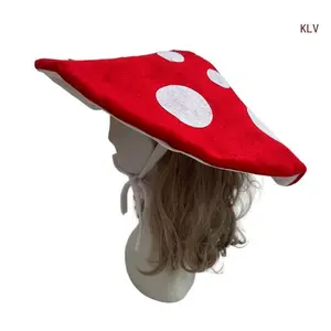 Creative Mushroom Plush Hat Comfortable Heagear hAT Adjustable Headwear for Halloween Costume Dress Up Accessory