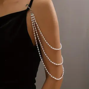 Three Layer Acrylic Pearl Shoulder Chain for Women, Elegant Versatile Jewelry for Banquets & Parties