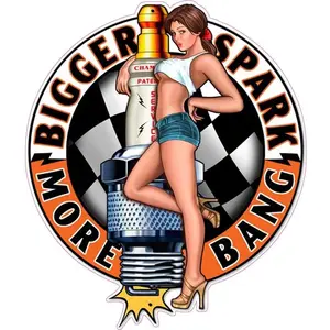 Spark Plug Big Bang Pin Up Girl Decal