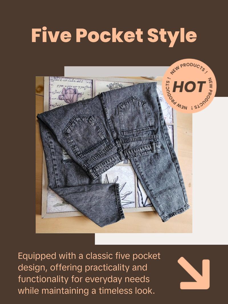 SHEIN Distressed Ankle Mom Jeans Faded Black