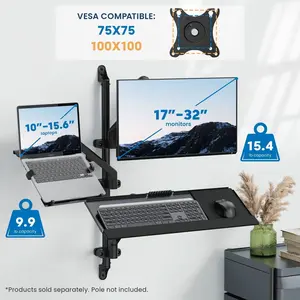 Mount-It! Counterbalance Laptop Arm for Wall & Pole Mounting VESA Compatible 15.4 lb Capacity Swivel Tilt & Extend MI-1765LT Monitor Riser