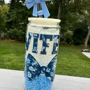 Rhinestone glass cup 20oz