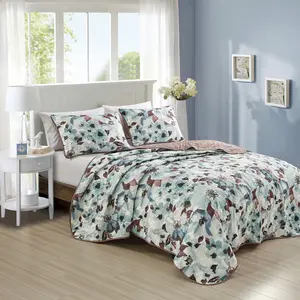 Fresh  Elegant Versatile Comfortable Soft  Floral Quilt Set -Perfect for Spring & Summer! Breathable Fabirc, Available in King and Queen Size