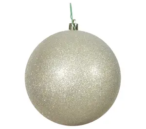 Vickerman 6" Champagne Glitter Ball Ornament 4-Pack