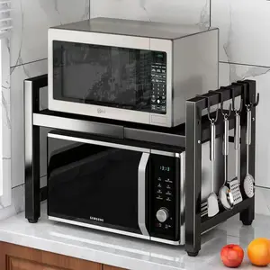 Expandable Microwave Oven Rack Kitchen Storage Shelf Multi-Functional Household Countertop Rice Cooker Oven Organizer Stand