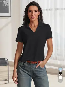 Women's Sporty Polo Shirt, Moisture-Wicking Breathable Comfort Short Sleeve Top, Ideal for Golf Baseball Tennis Activities