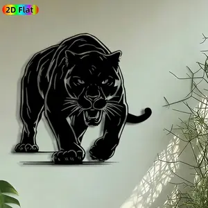 1pc Roaring Black Panther Metal Wall Art, Ferocious Panther Statue Mural, Intricate Craftsmanship, Artistic Iron Craft, Perfect for Fathers Day, Housewarming Decor, Perfect for Living Room Office Studio Decor, Ideal Gift for Wildlife Enthusiasts.