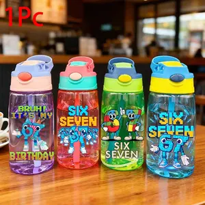 Italian Brainrot 67 Cartoon Straw Cup, 480ML Large Capacity, Leak-Proof and Drop-Resistant, Durable Transparent, Ideal for Daily Use, Outdoor Activities, School Events, Holiday Gifts