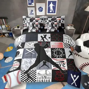 Feelyou Ultra Soft 7-Piece Boys Sports Theme Bed-in-a-Bag Set - Baseball Comforter, Bat Game Bedding, and Sheet Set, Seven Pieces