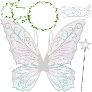 Fairy Wings Costume for Women and Girls, Sparkle Butterfly Angel Wings Halloween Costume Dress up Cosplay Party Favor