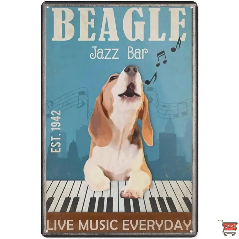 Vintage Metal Signs Beagle Dog Poster Vintage Metal Tin Signs Funny Beagle Dog Poster for Home Decoration (Dog Sign A, 8x12 inches)