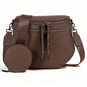 Women's Crossbody Sling Bag with Coin Purse | Double Zipper Water-Resistant Everyday Travel Purse- Crossbody Bag with Mini Pouch | Double-Zipper, Anti-Theft Pocket & Adjustable Strap -  Perfect Gif