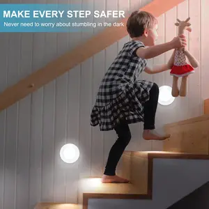 4 Pack Motion Sensor LED Night Light, wireless/no-drill battery powered (rechargeable/USB-C), magnetic wardrobe light, safety lighting, suitable for stairs and cabinets, night light/closet light, cool white light.Essential items for every household