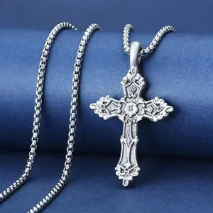 16g 925 Sterling Silver Necklace Sterling Silver Jesus Cross Necklace, Cross Pendant, Christian Jewelry Protection Amulet, Gifts for Women Men