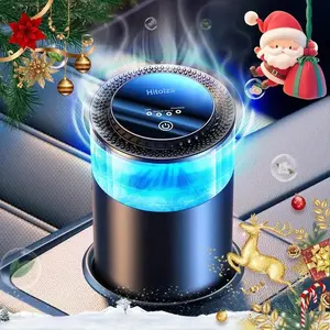 Smart Car Air Freshener with Ambient Lights and Mist - Auto On/Off, Adjustable Strength, Premium Mystic Ice Fragrance, Colorful Amoeba Lights, Landscape Cloud Design,Christmas Gifts