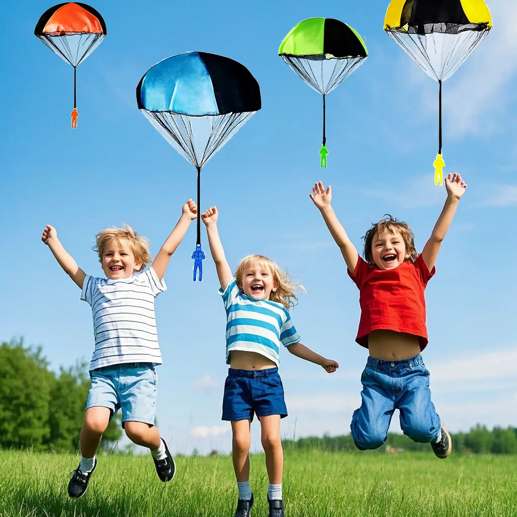 Mini Hand Throw Parachute Toys for Kids Travel, 6 Pack Foldable Flying Parachute Men, Pocket Size Outdoor Toy for Camping Road Trip Beach, Lightweight Portable Take-Along Play Toy