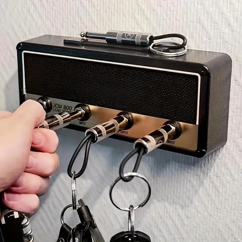 Jcm800 Amplifier Shaped Key Storage Box, Marshall Fender Style Iconic Logos Keychain Organizer, Punch-Free Self Adhesive Wall Mount Key Holder