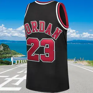 stitched Men's Classic-Design Sleeveless Basketball Jerseys Retro Black shirt 1997-98
