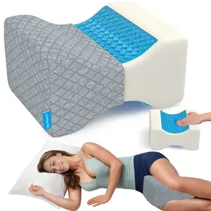 Knee Pillow for Side Sleepers - Cooling Leg Pillow for Side Sleeping, Memory Foam Knee Pillow for Hip Pain, Lower Back Pain, Sciatica Pain, Knee Wedge Pillow with Contour Design