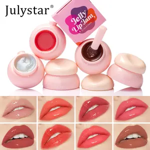 Cute Mushroom Jelly Lip Gloss Set, 8 Colors, Soft Brush Included, Water Shine Mirror Effect, Long-Lasting Color, Portable Design