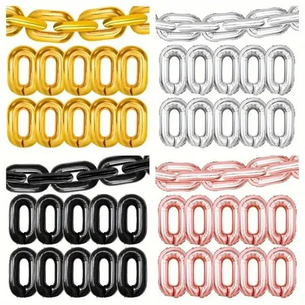 Foil Chain Balloons Jumbo Balloons Chain String for 80s 90s Party Decorations Disco Retro Hip Hop Dj Halloween Party Prom Graduation