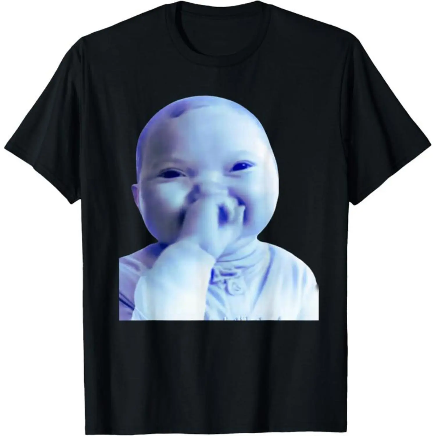 100% Cotton Funny AI Baby Holding Laugh Meme Viral Trend T-Shirt