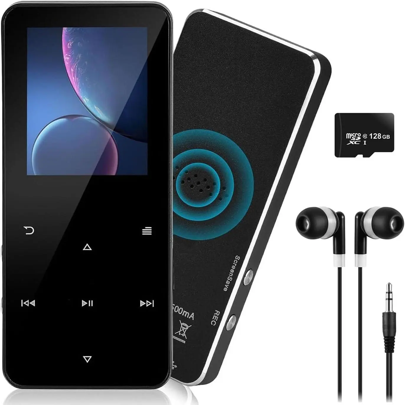 64GB Bluetooth 5.2 Metallic Portable MP3 & MP4 Player with Media Playback, HD Speaker, FM Radio, Voice Recorder, E-Book Reader, Slim Shell, USB Cable Support, Micro SD Card Compatibility, Included Earphones & Batteries, Media Playback Mp3 & Mp4 Players