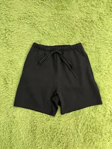 Men Sweatshorts Black Color Relaxed Oversized Fit, Elastic Drawstring Waist, Casual Streetwear Bottoms for Daily Wear and Leisure Activities