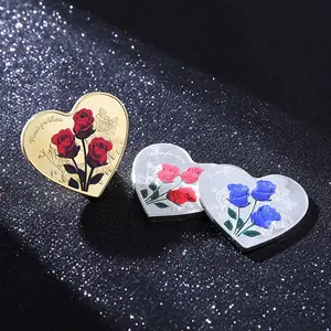 Heart Rose Metal Commemorative Coin, 52 I Love You Confession Coins, Valentine's Day Memorial Gift, Gold Plated