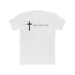 Men's Christian Faith T-Shirt, Casual Crew Neck in Breathable Cotton with 'Jesus Loves Me' Scripture and Cross Graphic
