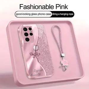 Suitable for [Galaxy S21 Ultra 5g] high-end phone case🥰，drop-resistant and fingerprint-resistant，Includes a free four-leaf clover lanyard. Features a premium, minimalist printed design—not sequins YM99
