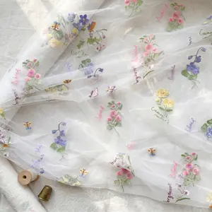 2026 New Spring Summer Fresh Style Swiss Tulle Butterfly Multicolor Dress Mesh Fabric DIY Cloth, Lace Trim Fabric, Width 59 Inches, Length 36/108/180 Inches