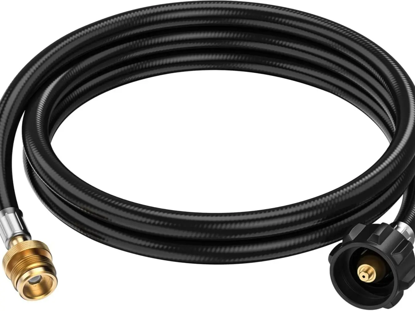 4FT Propane Hose Adapter - 1lb to 20lb Tank Converter with Quick Connect, 3-Layer PVC Hose, Brass Connectors, Leak-Proof, Cost-Saving, Durable Build, Consistent Gas Flow for Outdoor Cooking, Camping