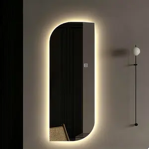 65" x 21" LED Full Length Wall Mirror, Irregular Shape Design, 3-Color Dimmable Lighting, 5mm Copper-Free Silver Glass, Hardwired or Plug-in, for Entryway, Bedroom & Salon