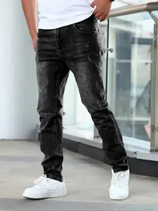 Straight Leg Jeans for Daily Wear, Plain Jeans Pants, Menswear, Premium Soft Comfortable Denim Fabric with Pocket, Streetwear, Versatile for Work and Casual, Minimalist, Perfect Fit for All Body Types