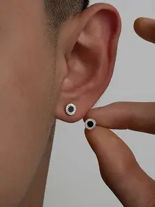 Roman Numeral Round Earrings, Stud Earrings Jewelry, Unisex Hip Hop Fashion Jewelry, All-Season Accessory, Perfect Gift, Enhances Any, Men Accessories