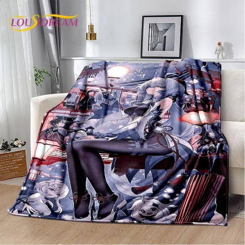 Genshin Impact Game Blanket Ultra Soft Plush Flannel Cozy Warm Bedroom Living Room Couch Sofa Picnic Throw Cover Decor Decorative Throw Perfect Birthday Gift Christmas Gift for Gamers Fans Kids Teens Men Women Anime Style