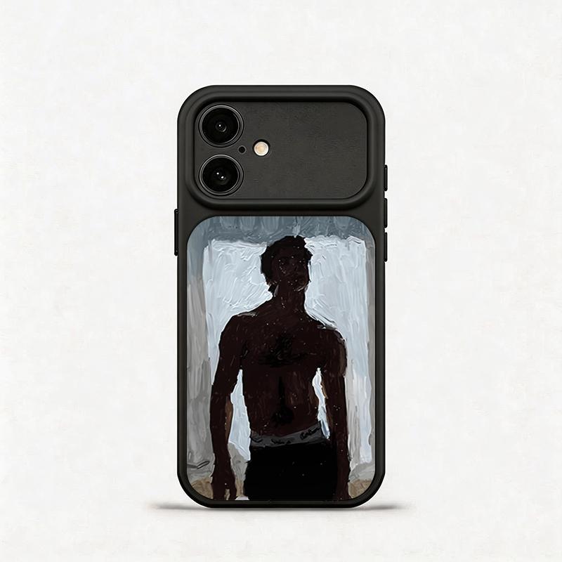 Glass Shockproof Electroplated Silver/Black Muscular Man Oil Painting iPhone 17ProMax Cover Precise Hole Alignment For Lens Frame 15ProMax Anti-yellow | 14ProMax Anti-fall | 13ProMax Ultra-thin Design 16ProMax AirPhoneCase